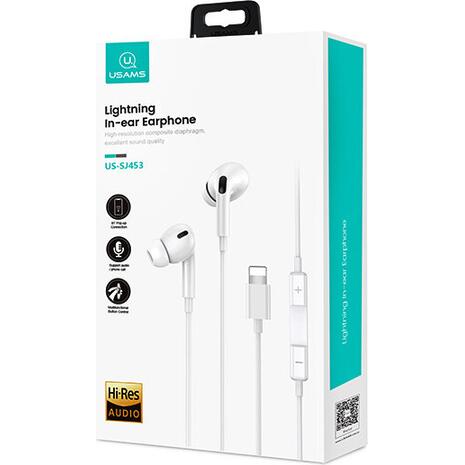 Ακουστικά USAMS lightning US-SJ453 Hi res audio λευκά